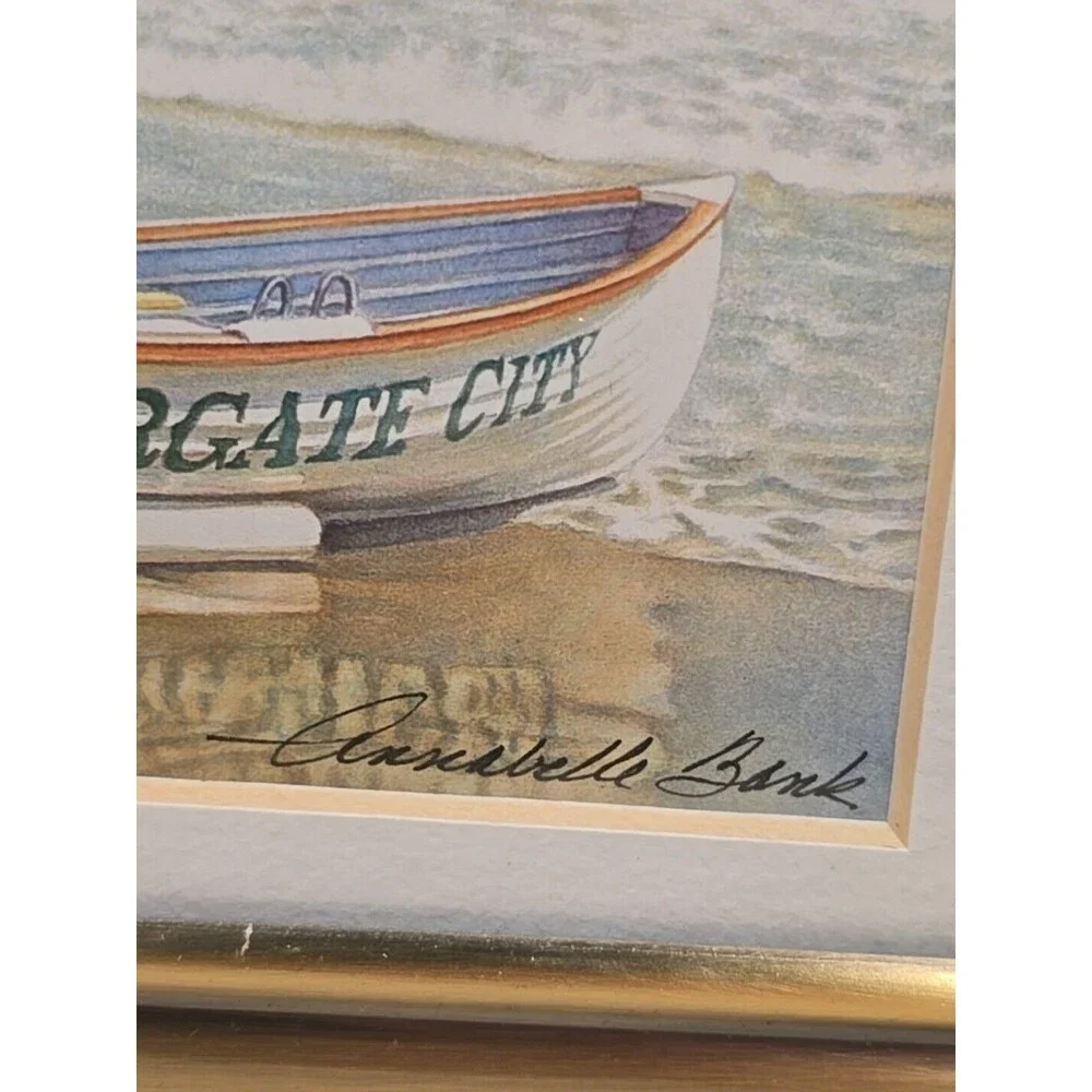 Annabelle Banks Signed Painting Margate, NJ, Knight Ave. Beach Laser Repring